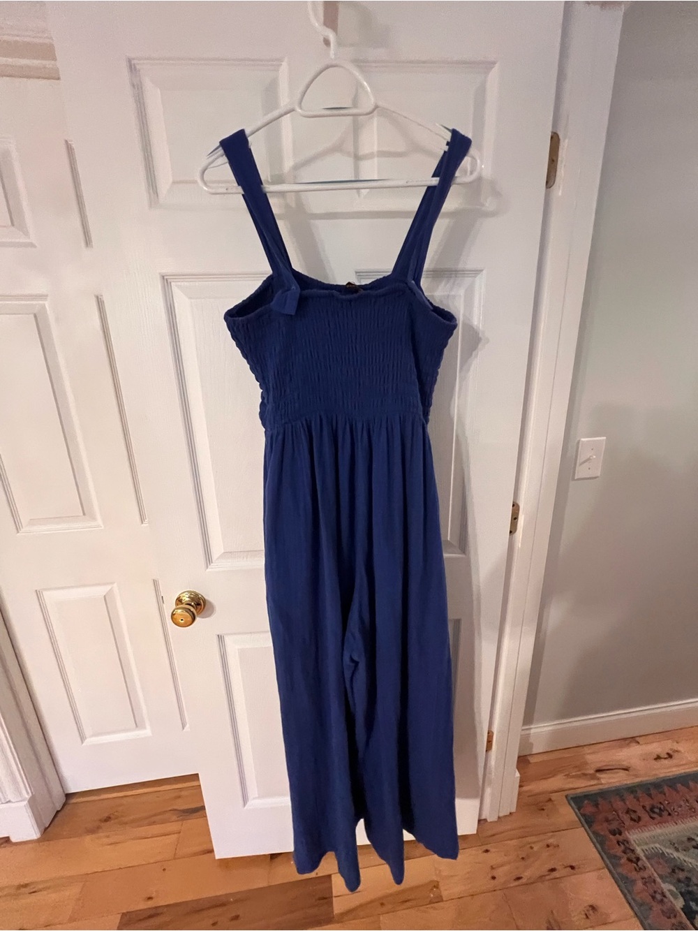 Quince Royal Blue Smocked Jumpsuit - Wide Leg